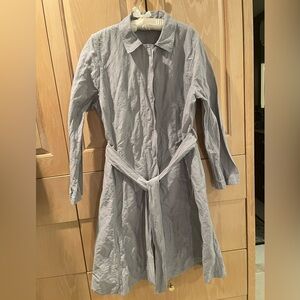 Eileen Fisher Light Gray Belted Trench Coat